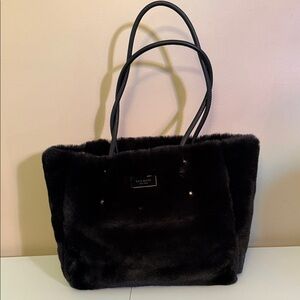 Kate Spade Elegant Black Faux Fur Tote